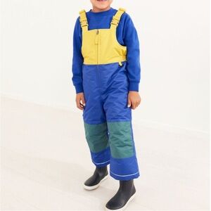 HANNA ANDERSSON Colorblock Insulated Snow Overalls Blue Yellow Green 110cm / 5